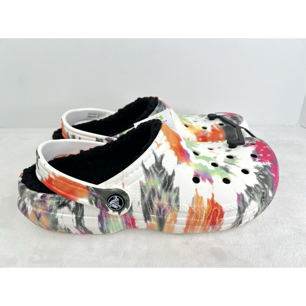 Crocs Classic Lined Tie Dye Clogs Womens 11 / Mens 9 Fur Lined Slip-On Shoes New